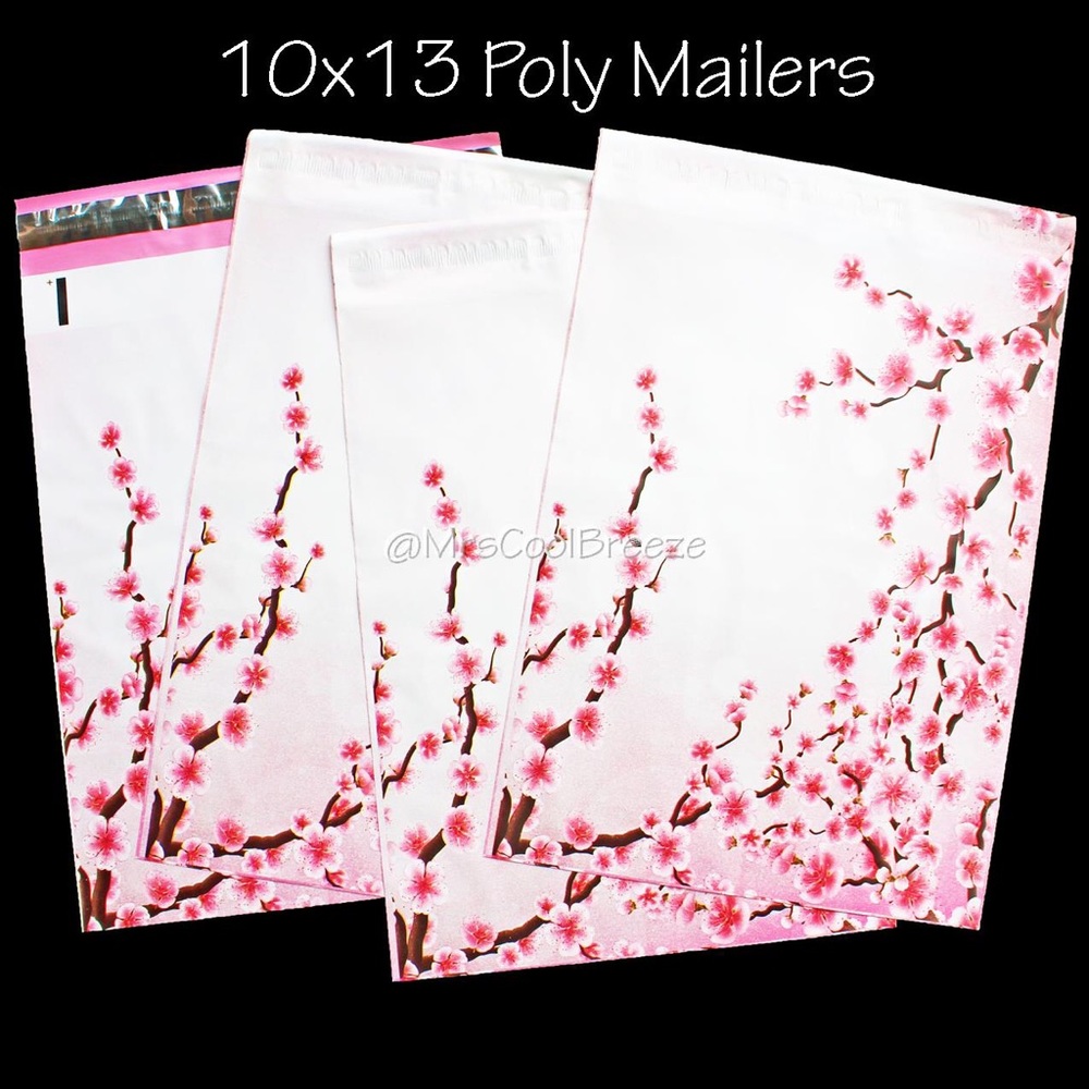 100 ~ 10X13 Cherry Blossom Designer Poly Mailers